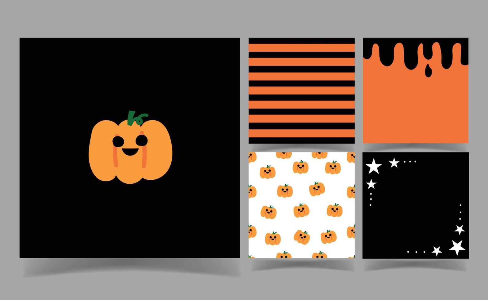 Halloween pumpkin on black and orange color background collection. memo template. vector