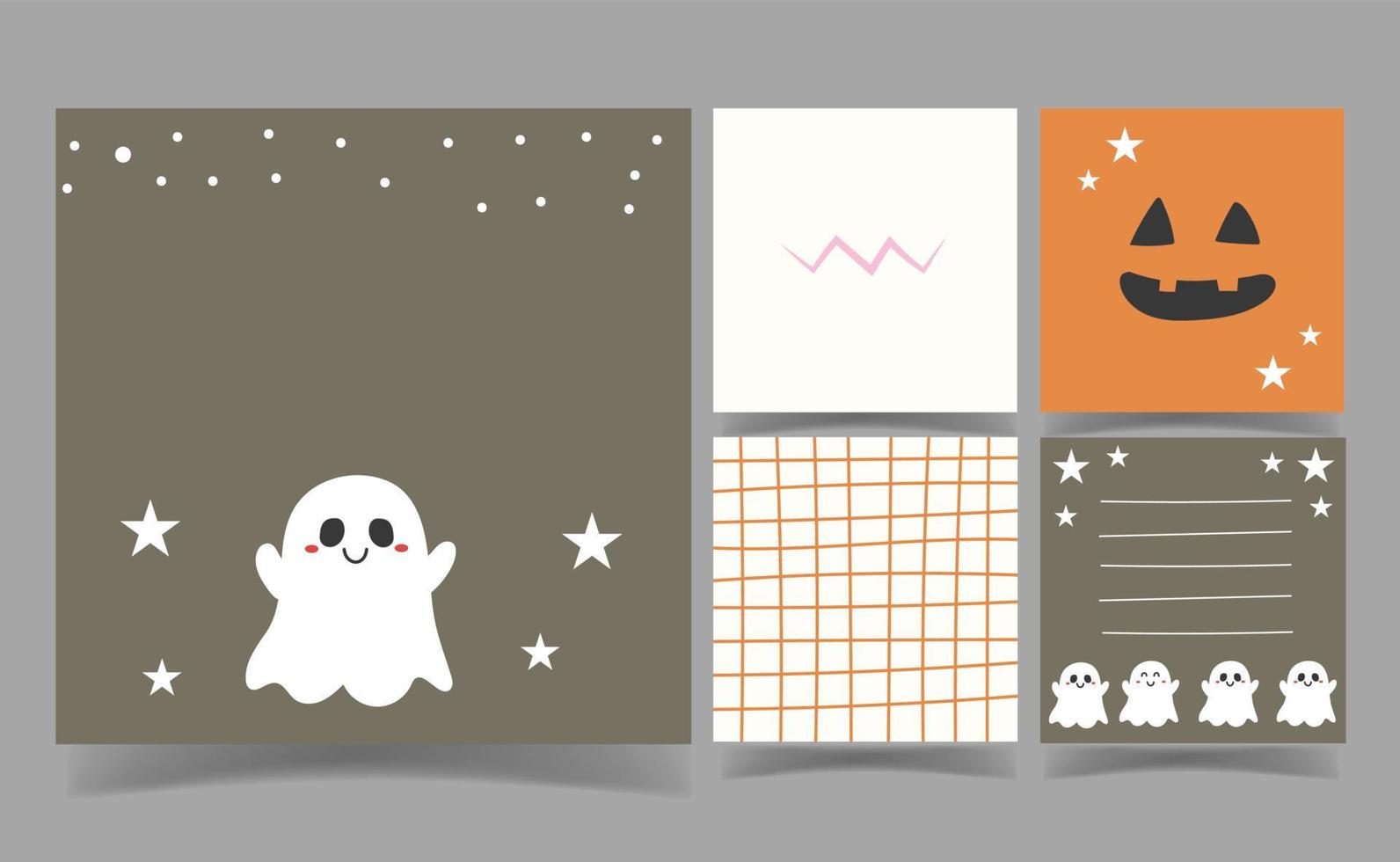 cute Halloween ghost and pumpkin background collection. memo template. vector