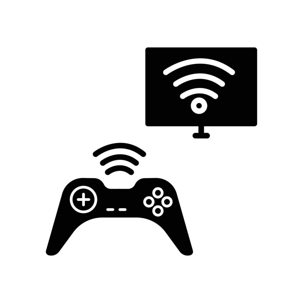 Joystick icon with monitor. icon related to technology. smart device. Glyph icon style, solid. Simple design editable vector