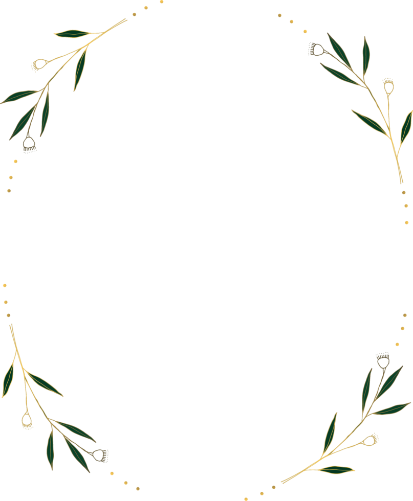 Flower wreath elegant with gold png