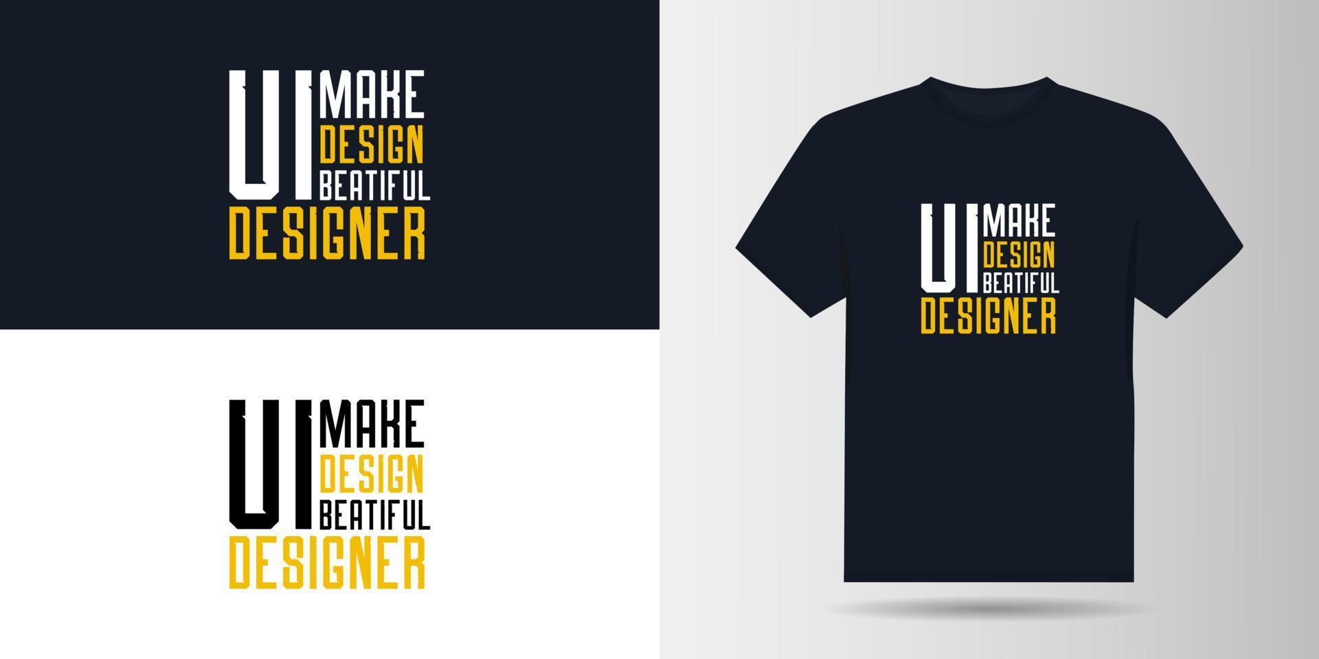 plantilla de diseño de camiseta de tipografía ui ux vector