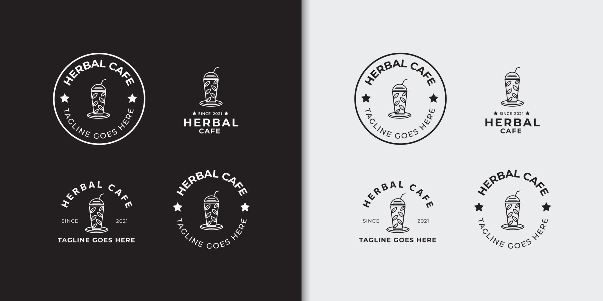 plantilla de diseño de conjunto de logotipo de tienda de hierbas de insignia mínima vector