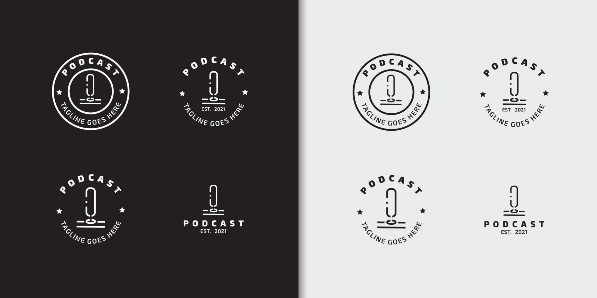 plantilla de diseño de conjunto de logotipo de podcast de insignia mínima vector