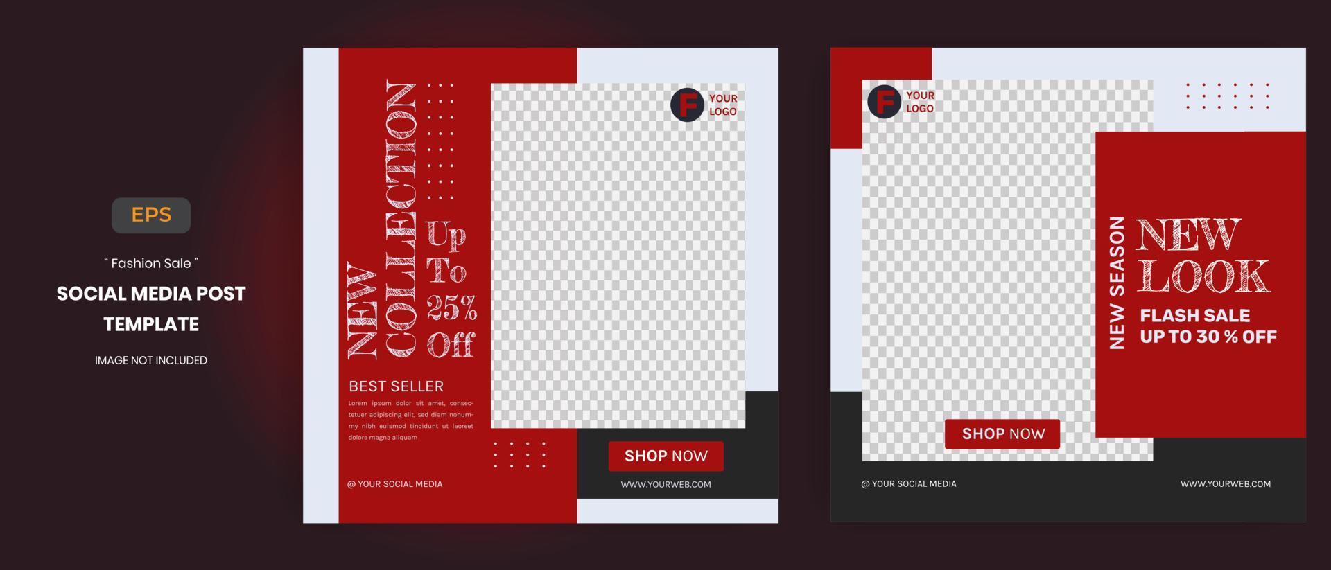 Fashion sale social media Post templates vector