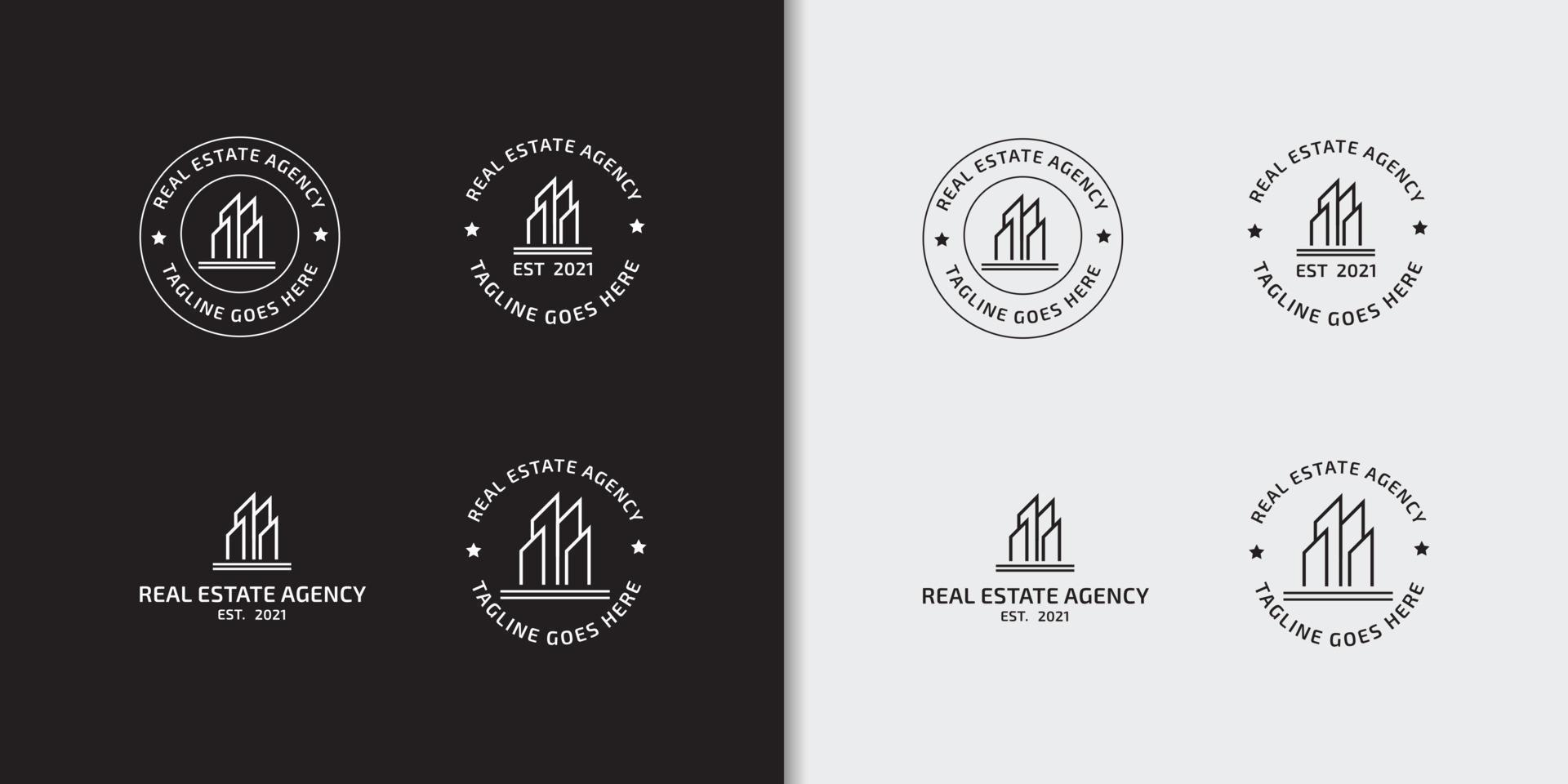 Minimal badge real estate logo set design template vector