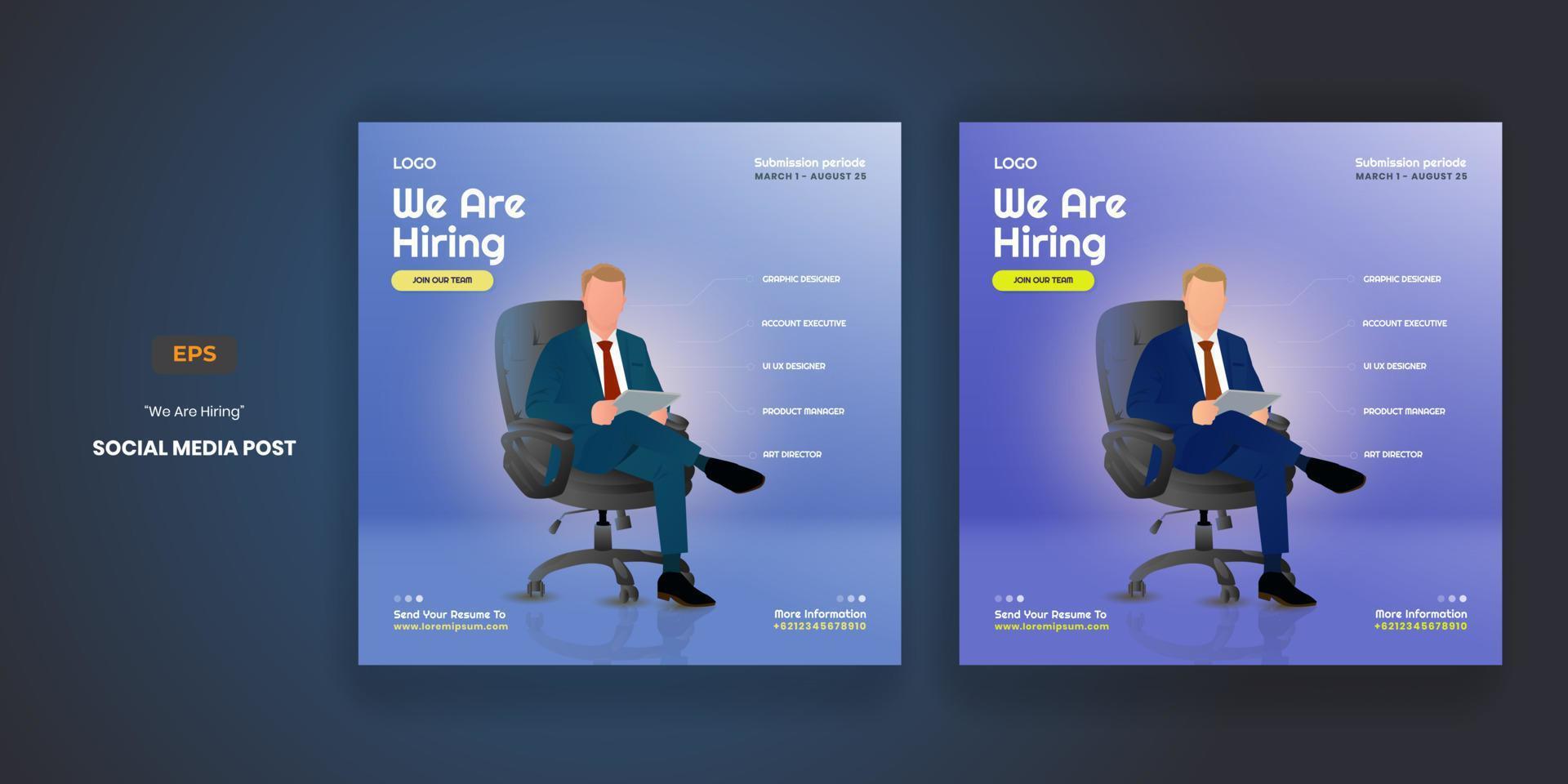 We are hiring illustration social media post template vector