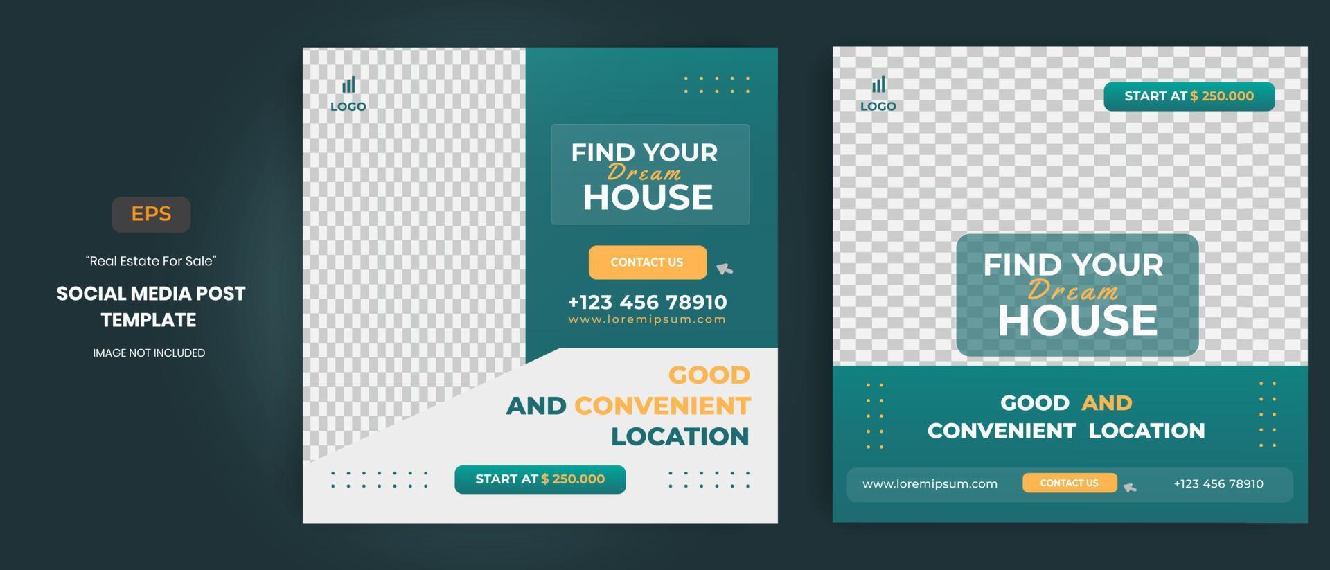 Real estate house for sale social media post templates vector