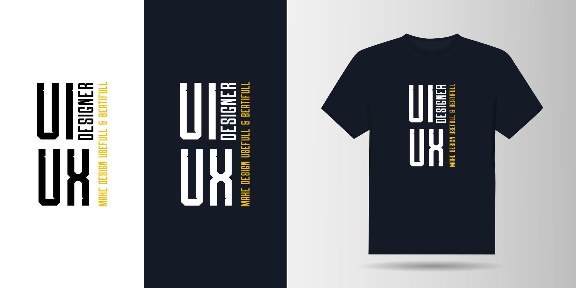 plantilla de diseño de camiseta de tipografía ui ux vector