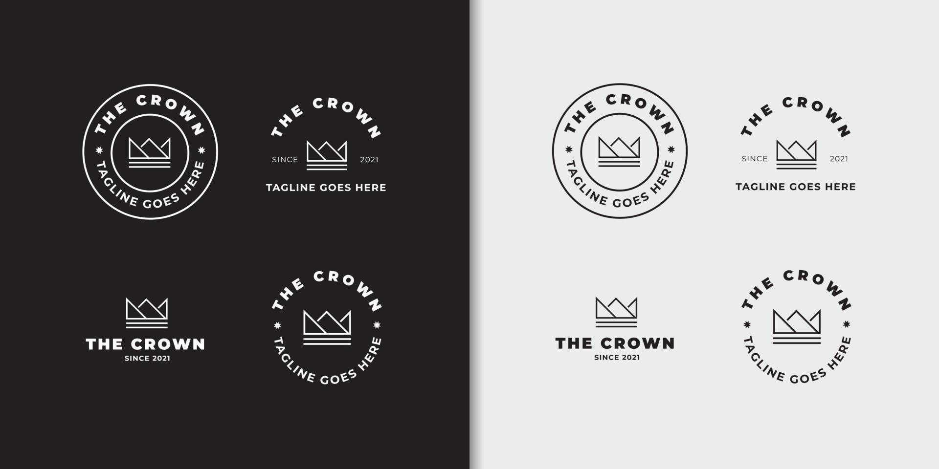 plantilla de diseño de conjunto de logotipo de corona de insignia mínima vector
