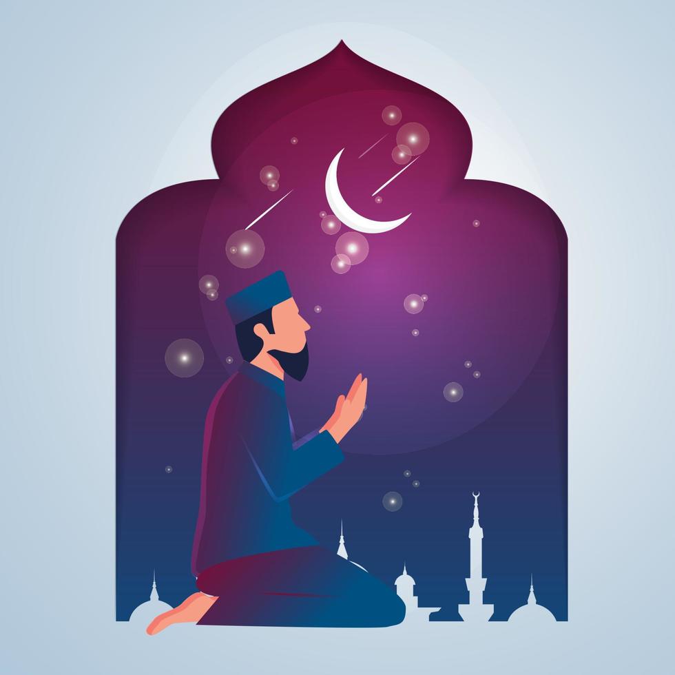Muslim praying pose vector illustration