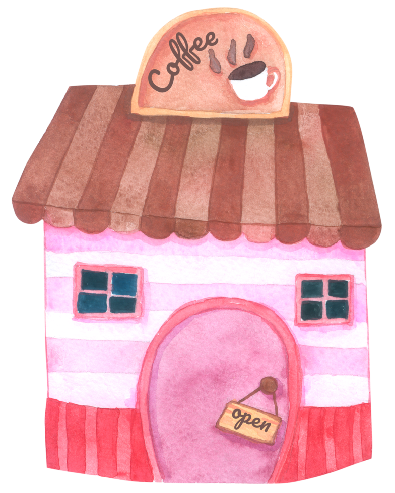 Cartoon house watercolor png