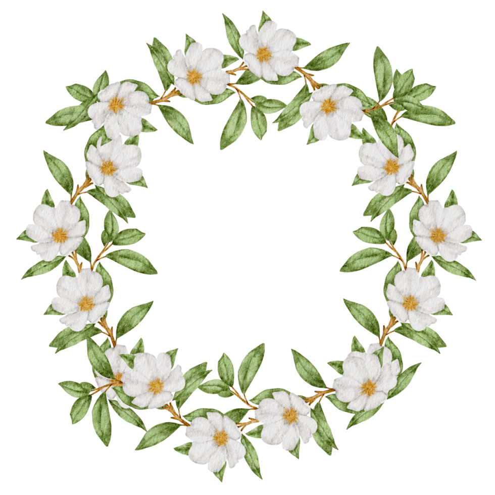Flower wreath and frame watercolor png