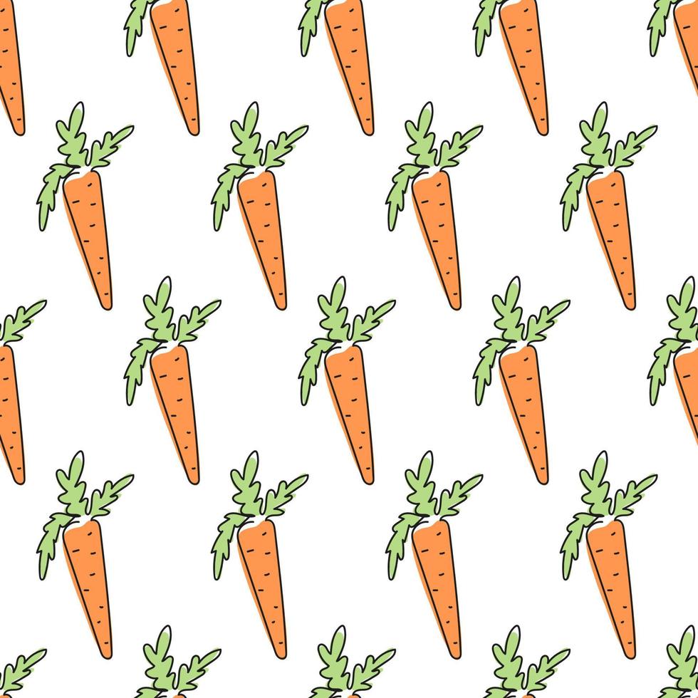 Carrot pattern. Hand drawn carrot in line art style. design on a pattern for kitchen textiles, salfecto, menu. vector