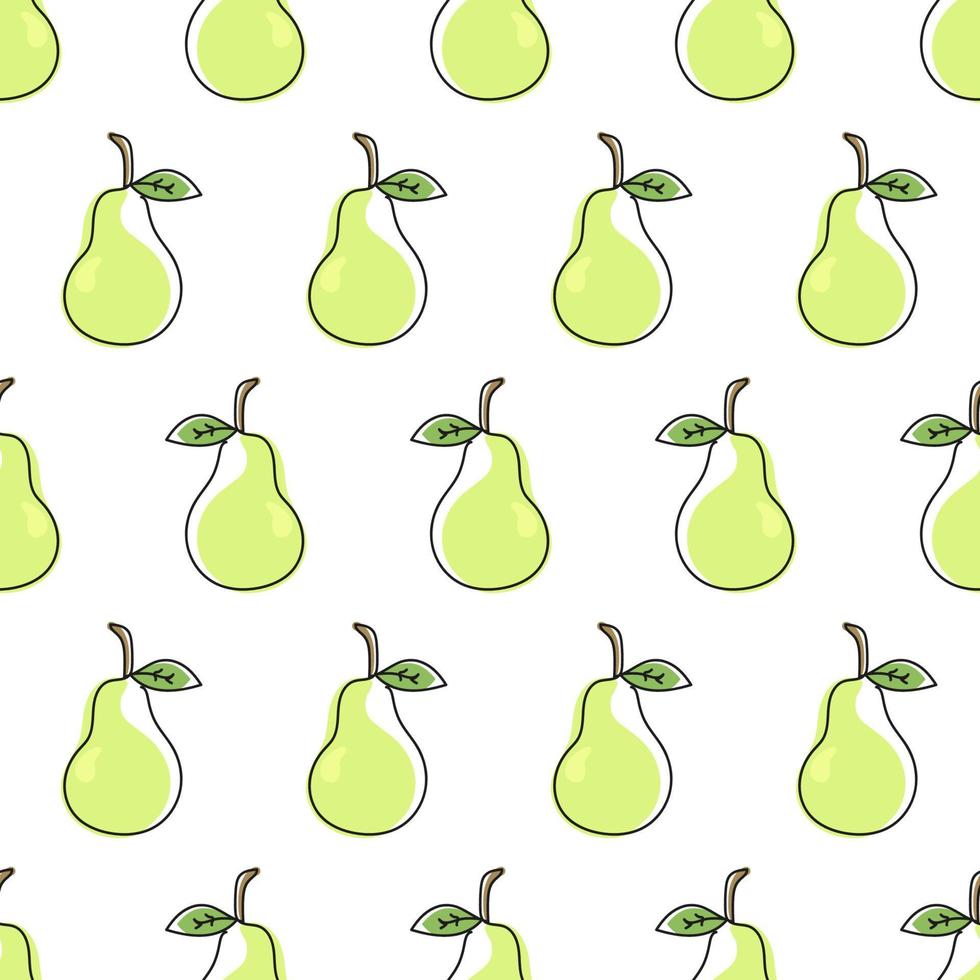 pear pattern. Drawn pears in line art style on a pattern for testicles, wallpapers, prints. vector