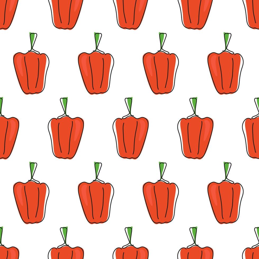 Pepper pattern. Hand drawn pepper in line art style. design on a pattern for kitchen textiles, salfecto, menu. vector