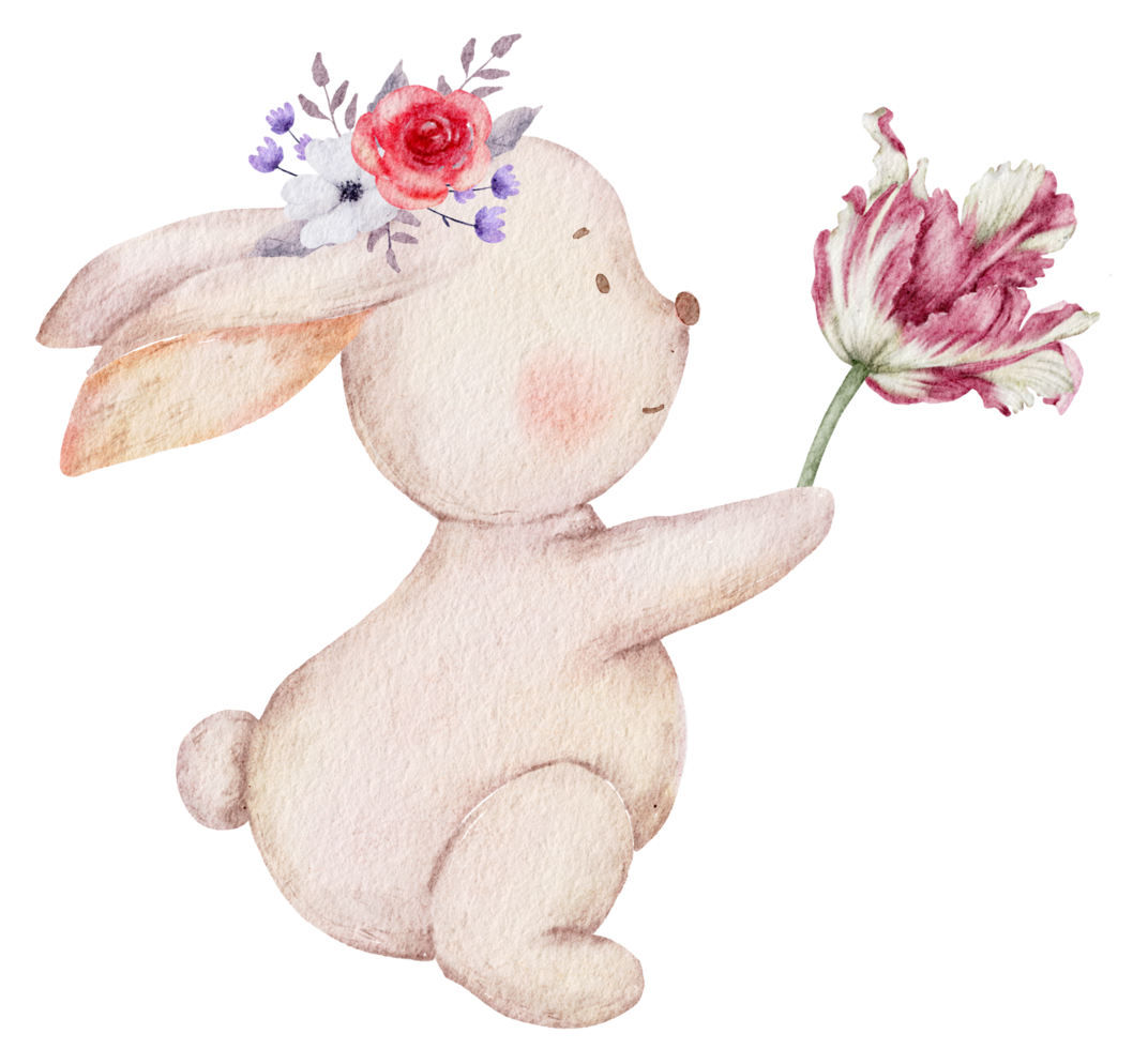 Easter cute rabbit watercolor png