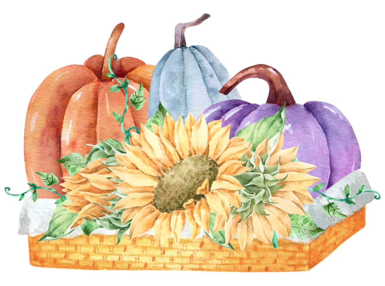 Autumn watercolor composition, Autumn flower bouquet, Thanksgiving day png