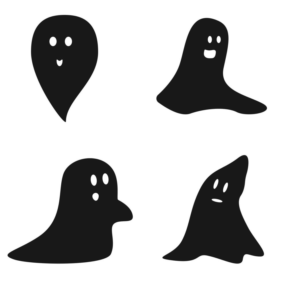 un conjunto de fantasmas de color oscuro para halloween vector