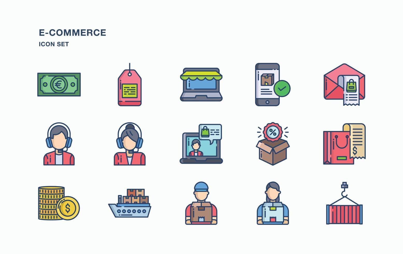 E-Commerce and online sale icon set vector