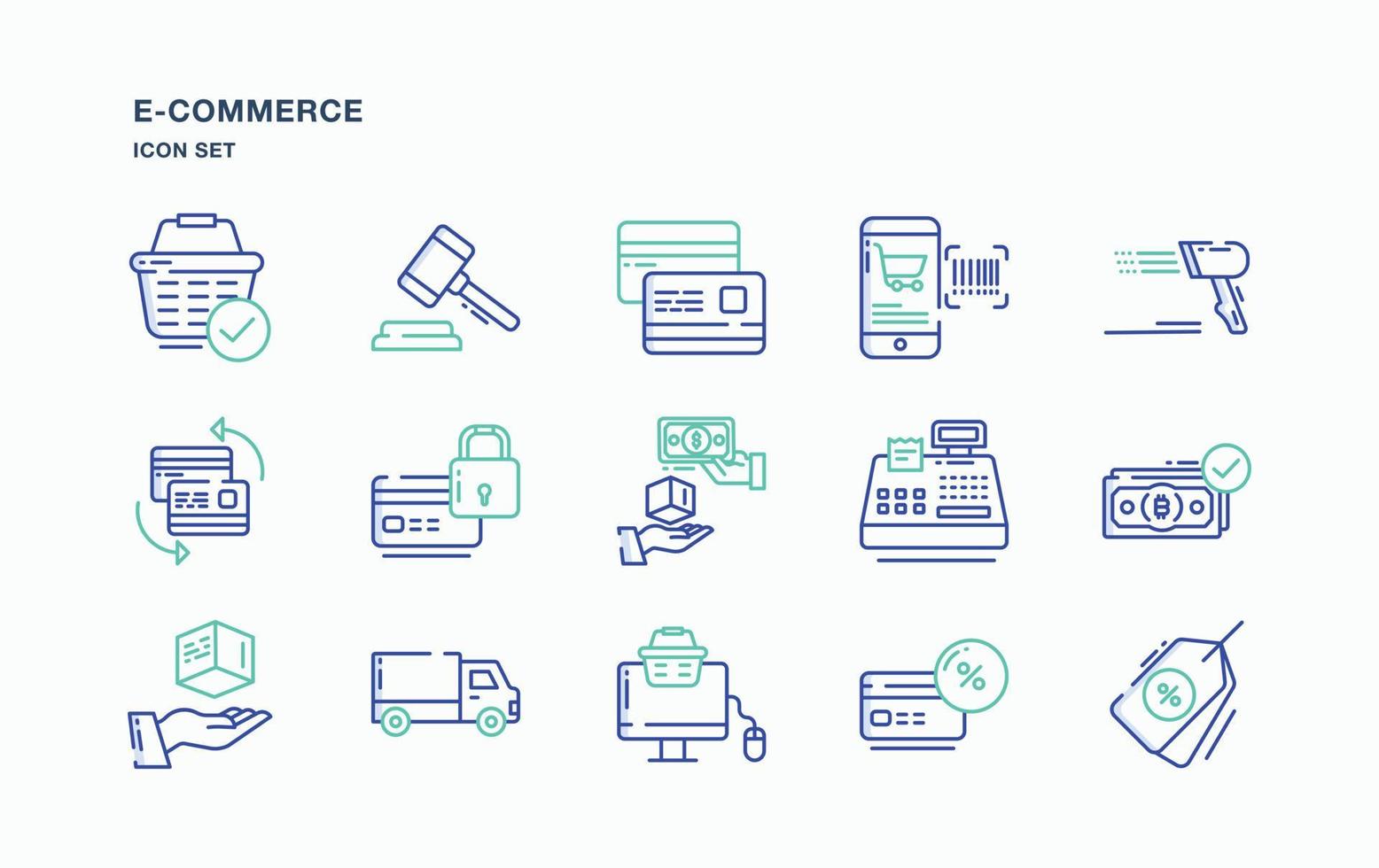 E-Commerce  and online shopping icon set vector