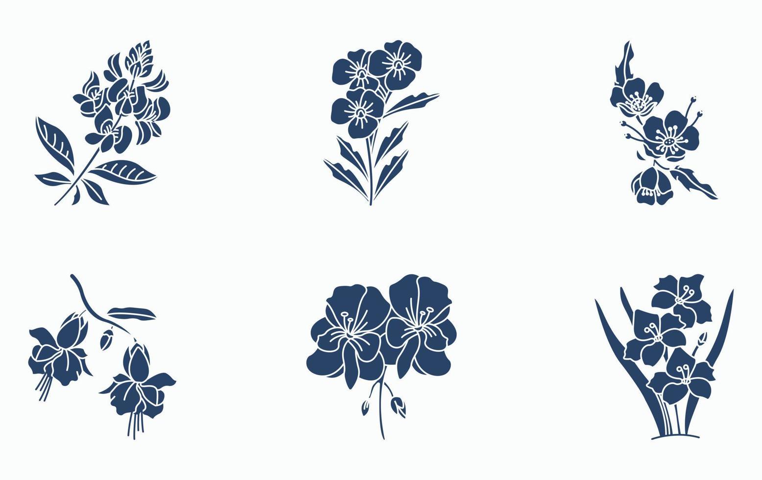 conjunto de iconos de flores y pétalos vector