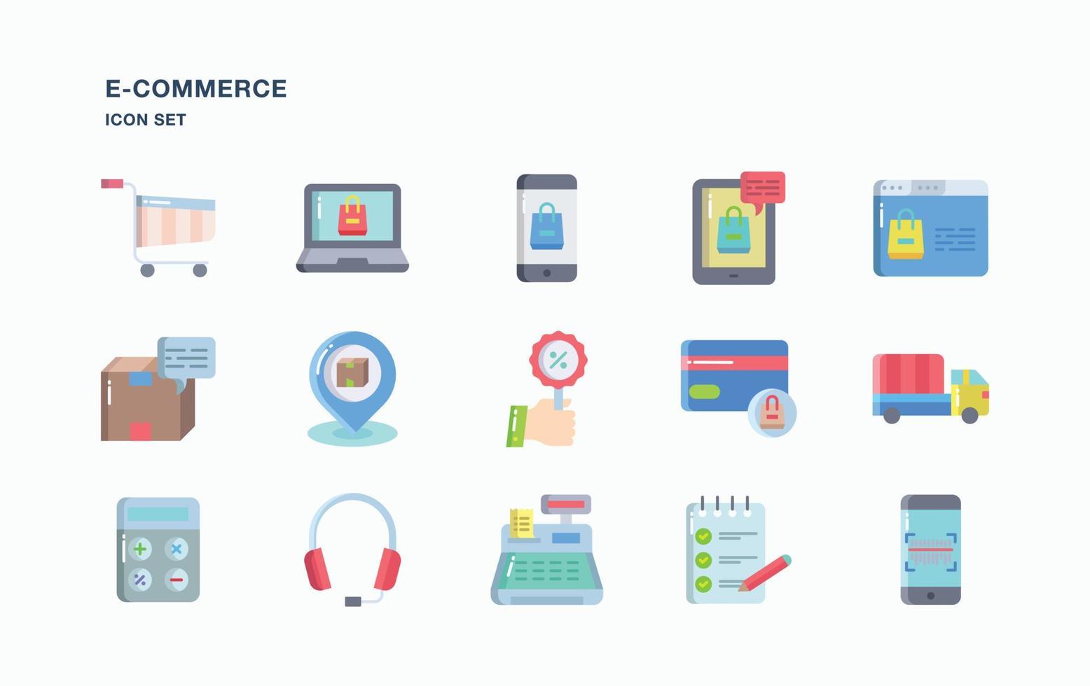 conjunto de iconos de comercio electrónico y venta en línea vector