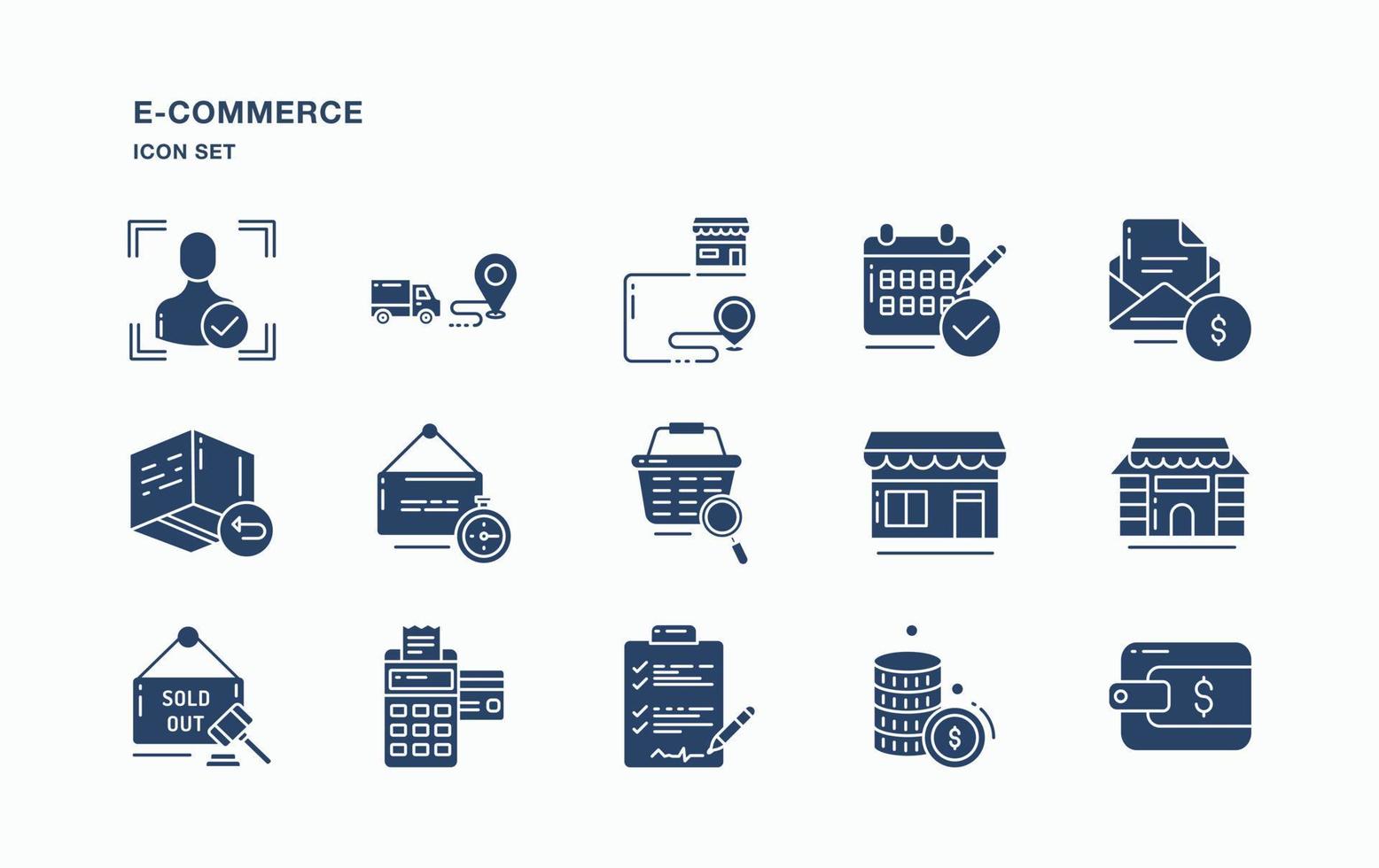 E-Commerce  and online shopping icon set vector