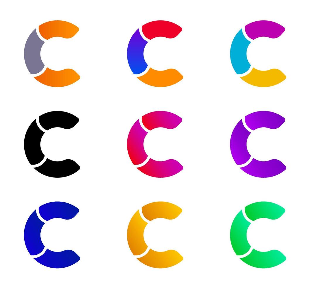 logotipo c, colorido icono del logotipo c en mayúscula para su proyecto de diseño de marca. diseño plano del logotipo geométrico en mayúsculas. vector