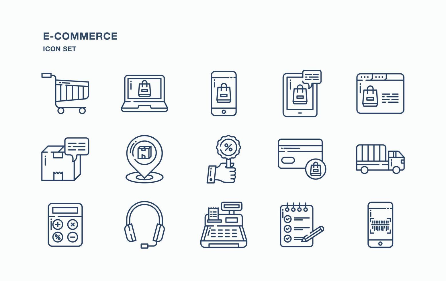 E-Commerce and online sale icon set vector