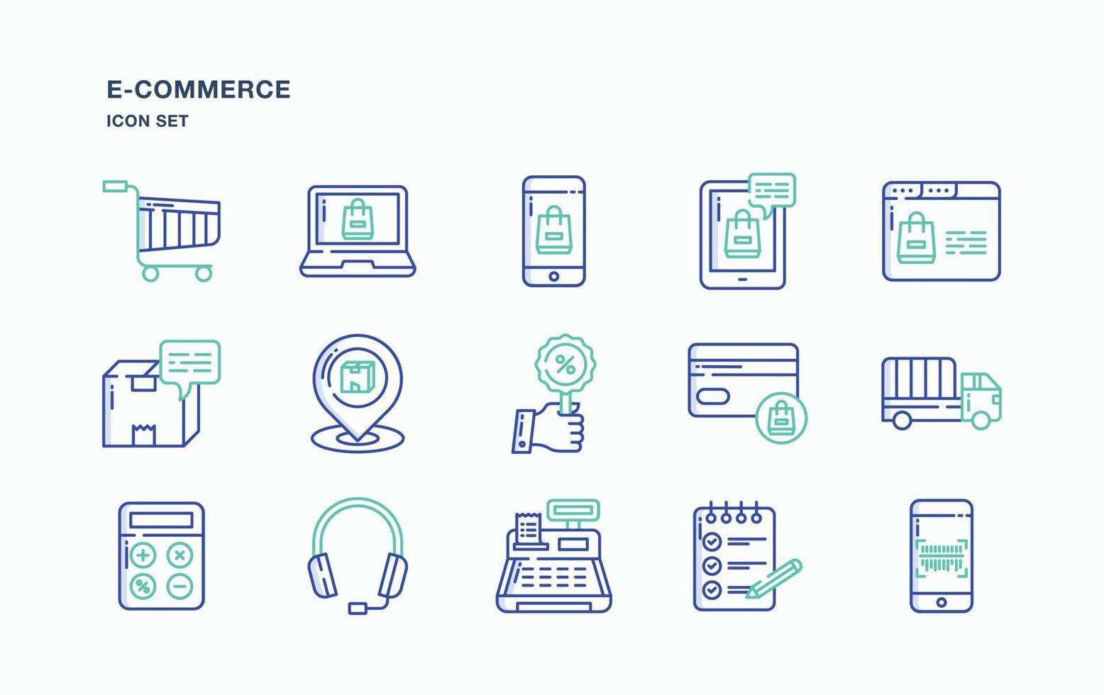 E-Commerce and online sale icon set vector