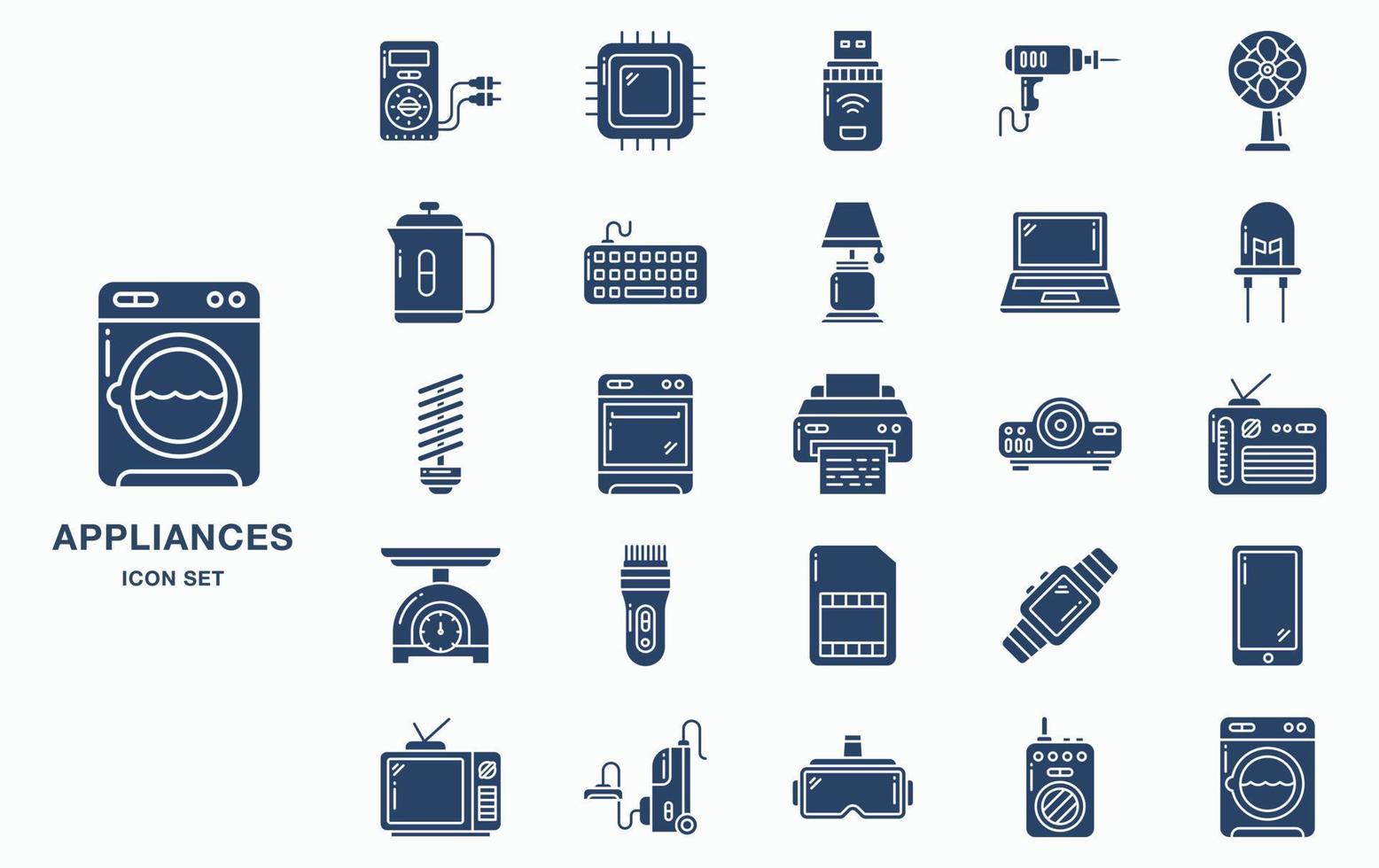 Electrical Devices and Home appliances icon set vector
