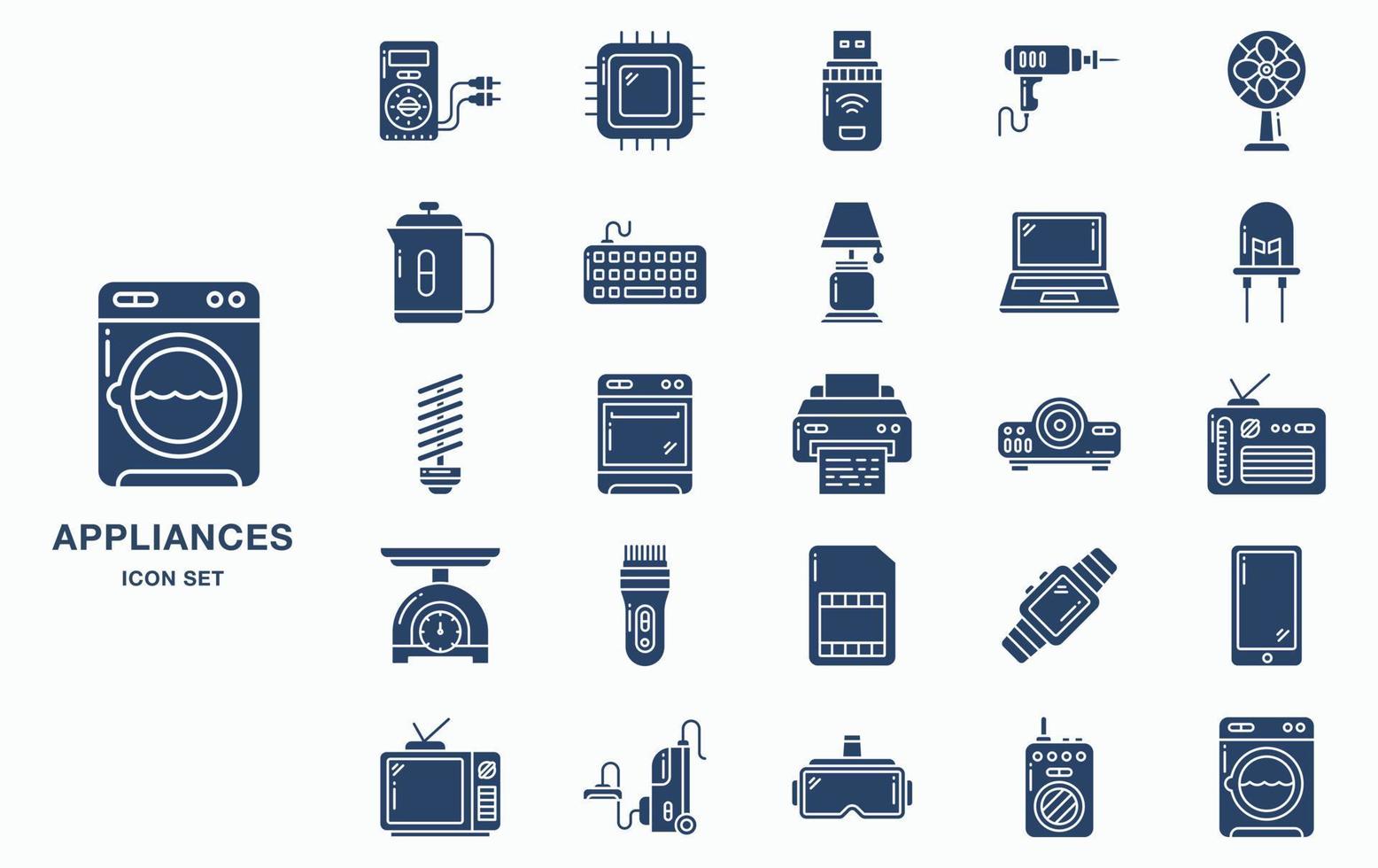 conjunto de iconos de dispositivos eléctricos y electrodomésticos vector