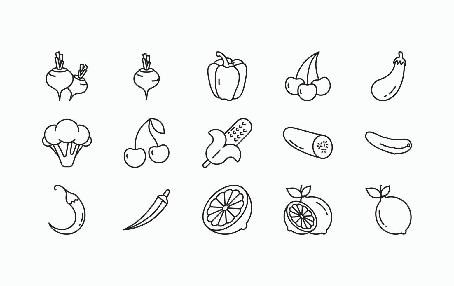 Fruits and Vegetables icon set vector