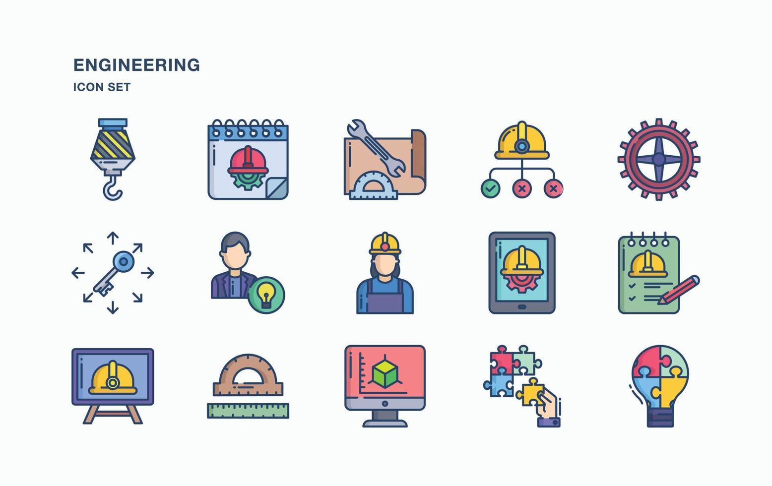 Engineering and services icon set vector