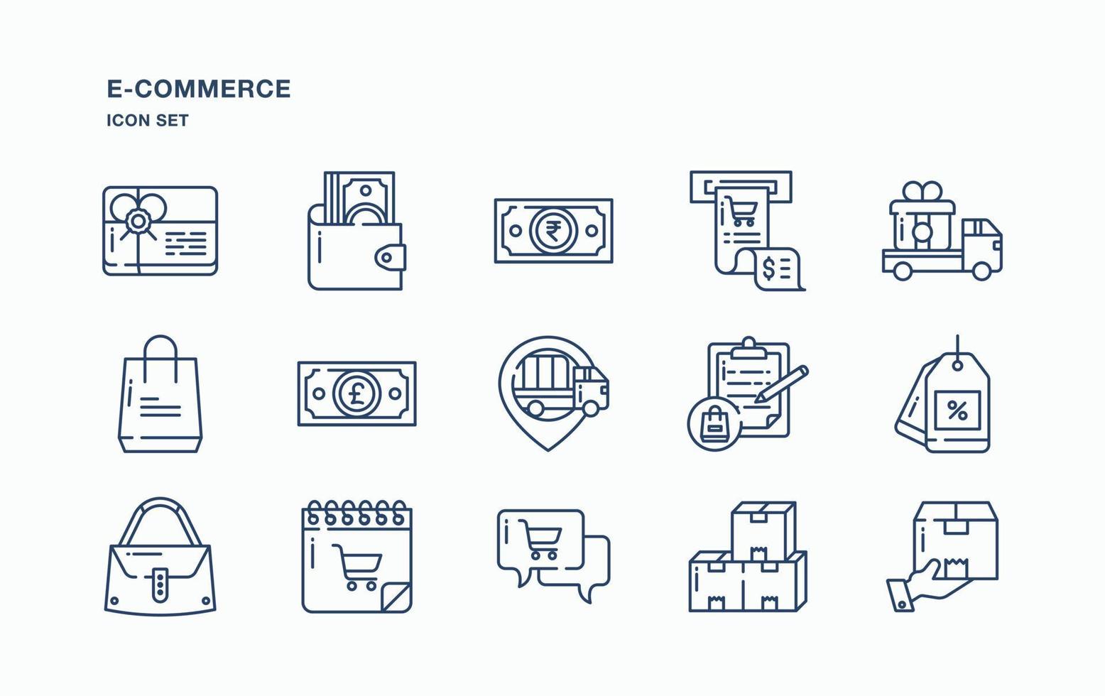 E-Commerce and online sale icon set vector