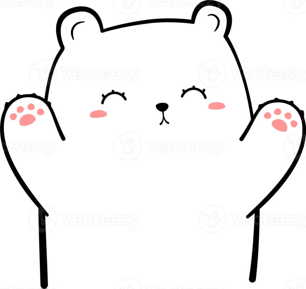 Cute greeting bear cartoon flat illustration png