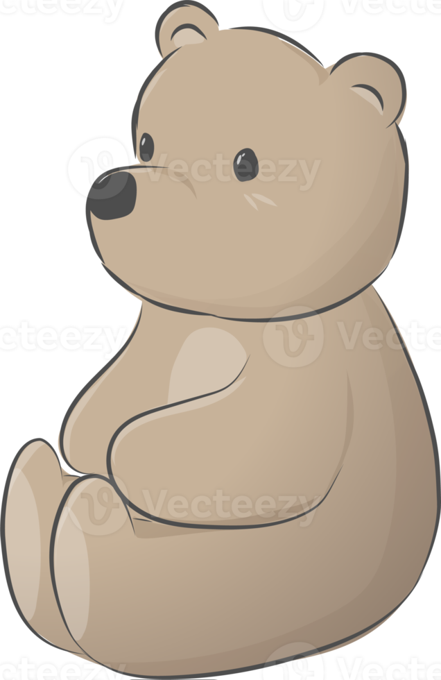 Cute bear cartoon flat illustration png