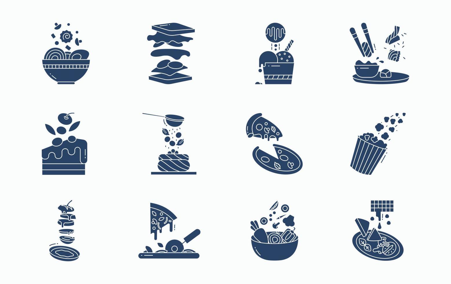 Food levitation and ingredients flying icon set vector