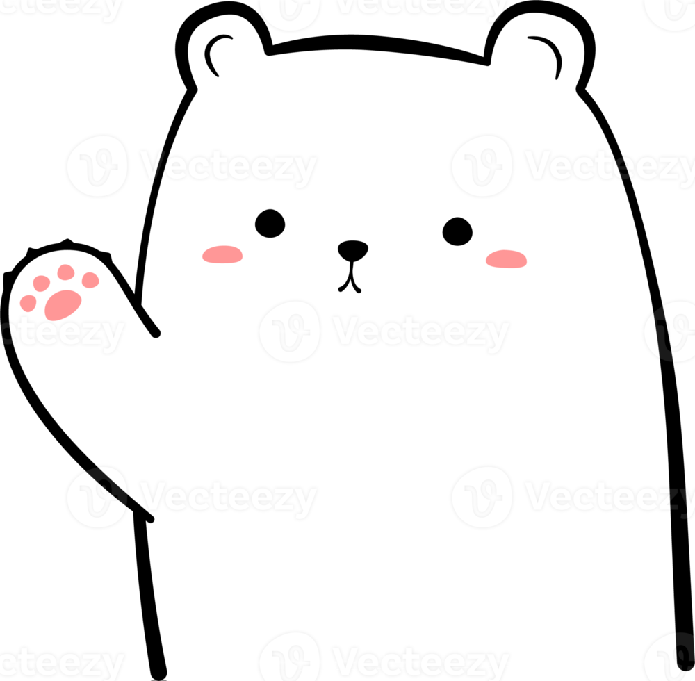 Cute greeting polar bear cartoon flat illustration png