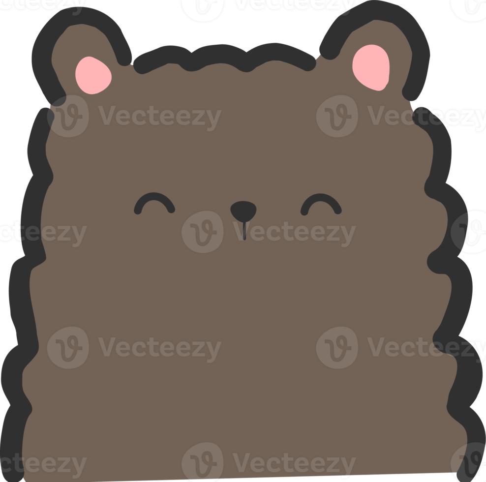 Cute happy bear cartoon flat illustration png