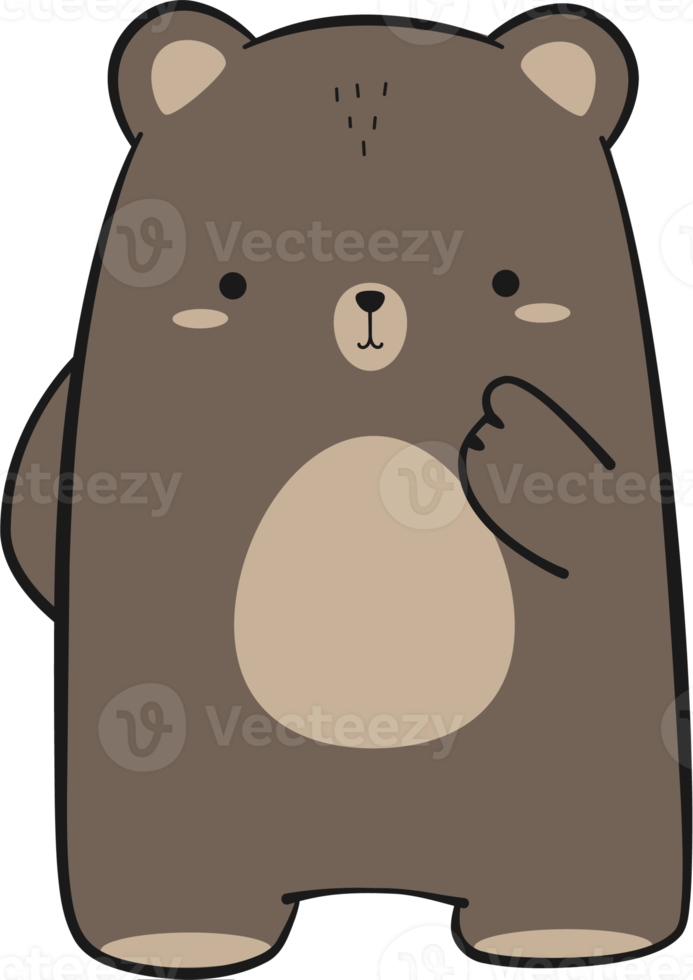 Cute bear cartoon flat illustration png