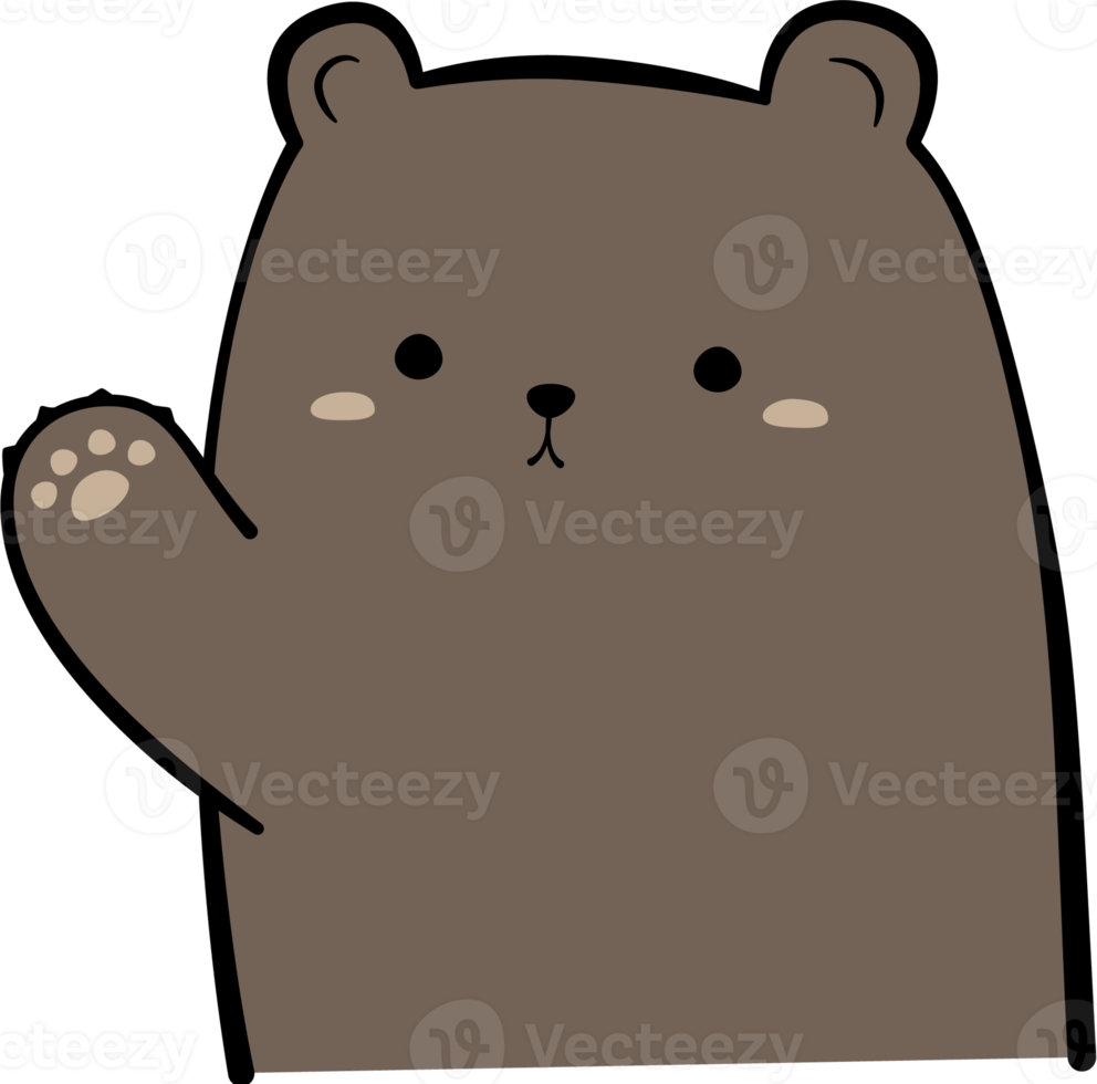 Cute greeting bear cartoon flat illustration png