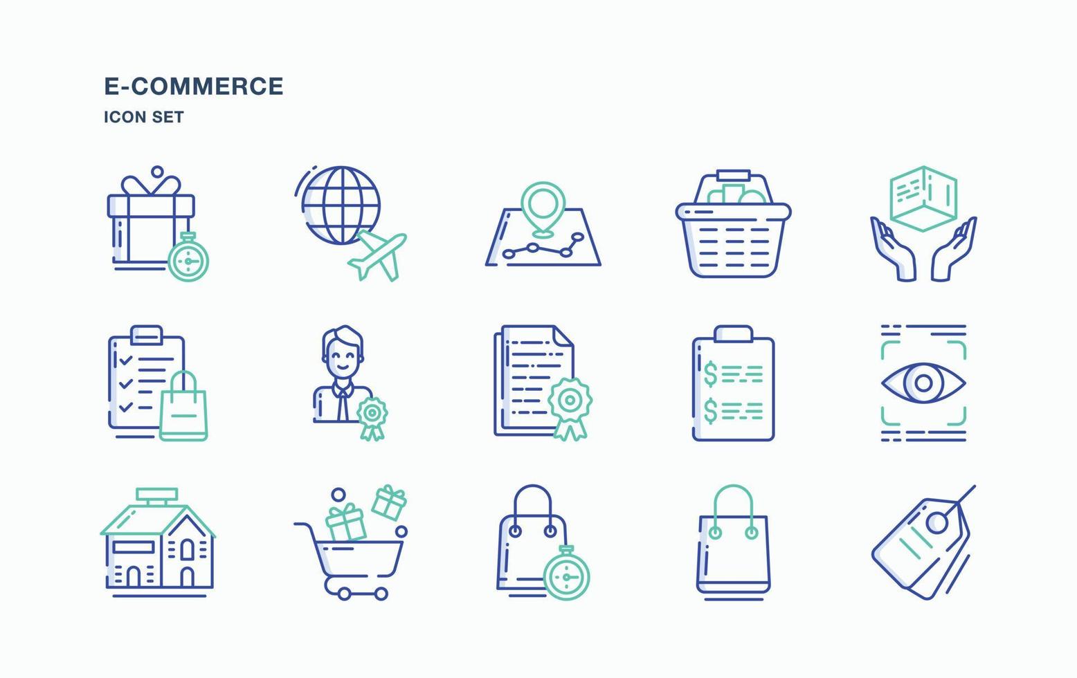 E-Commerce  and online shopping icon set vector