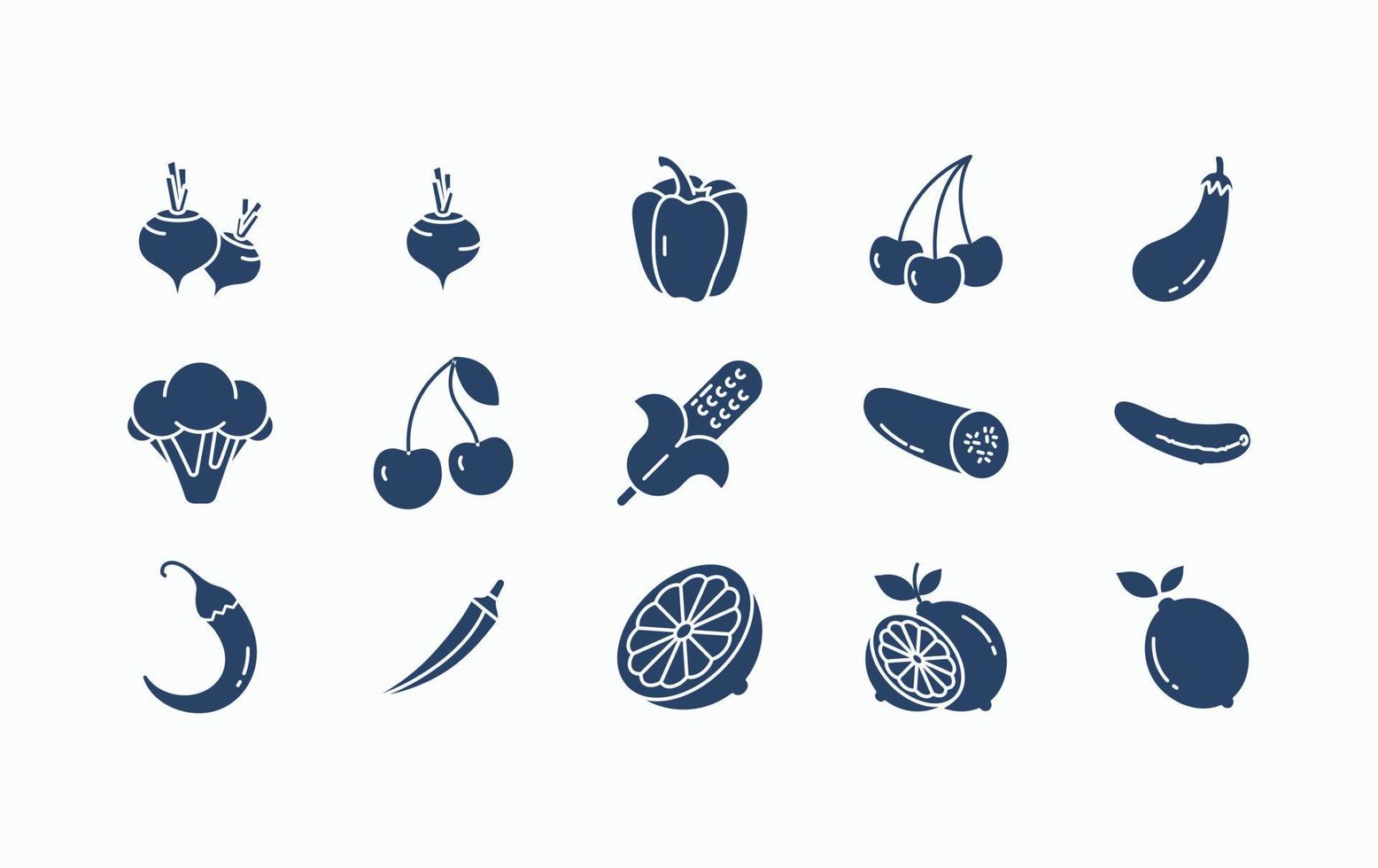 Fruits and Vegetables icon set vector