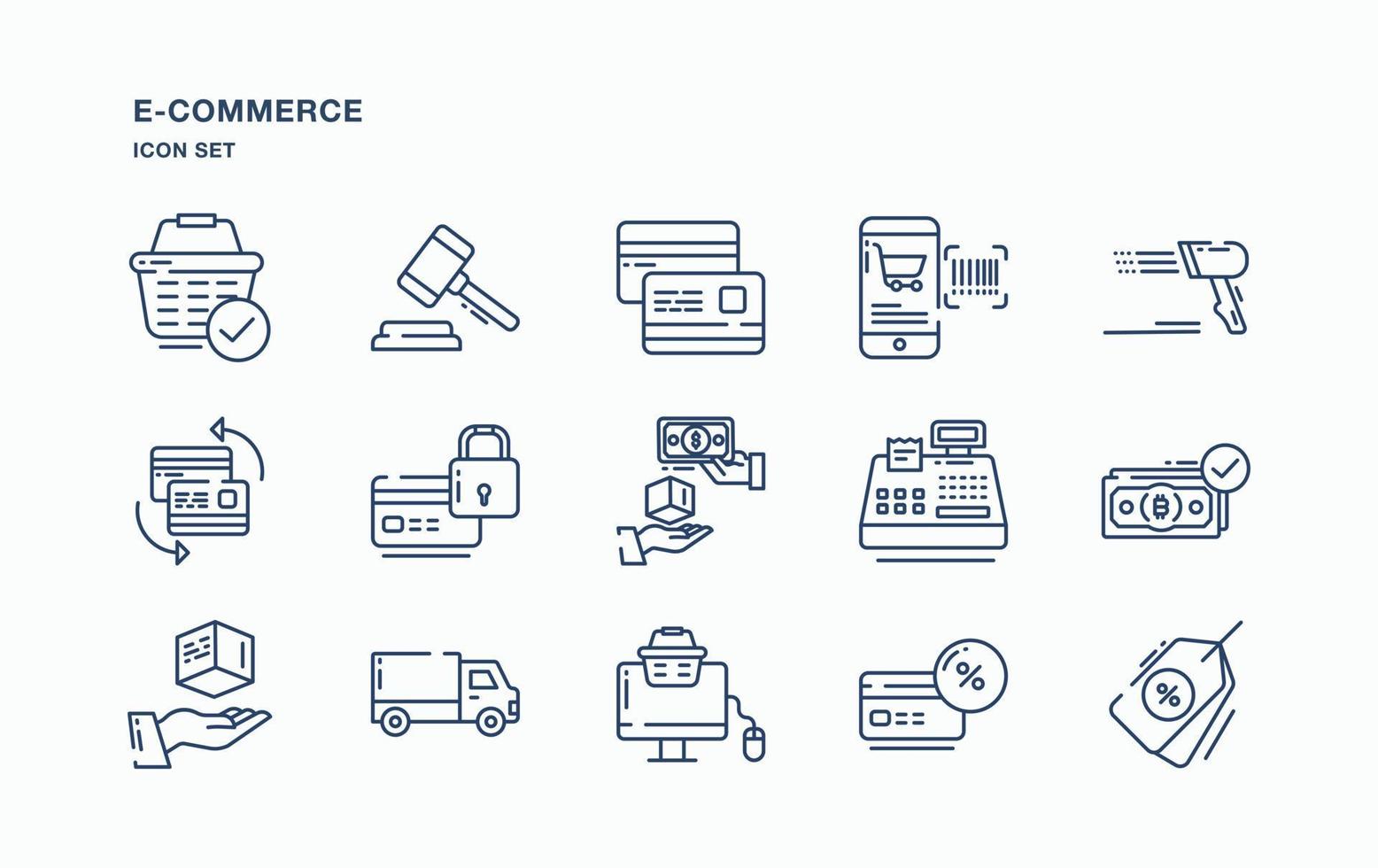 E-Commerce  and online shopping icon set vector