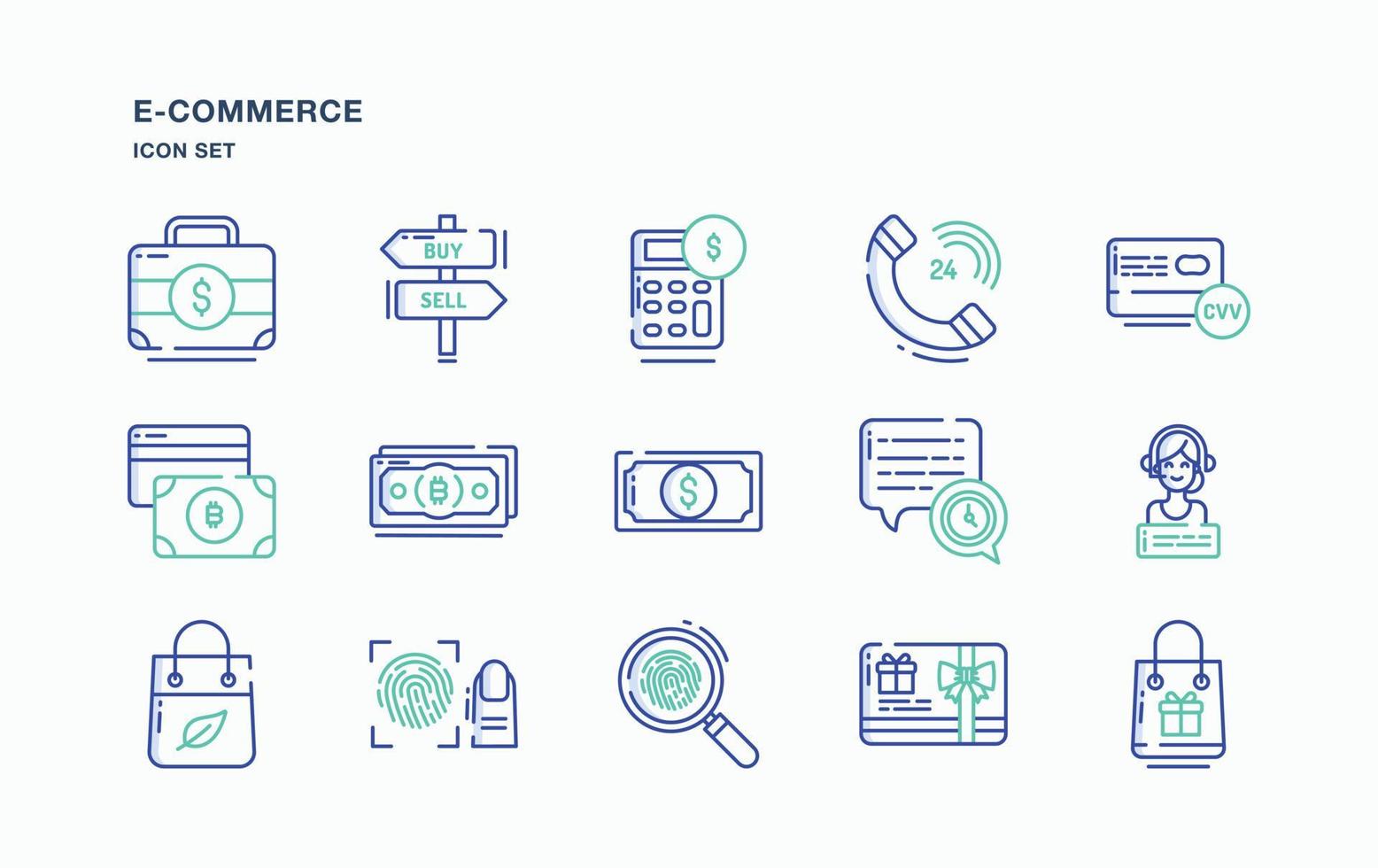 E-Commerce  and online shopping icon set vector