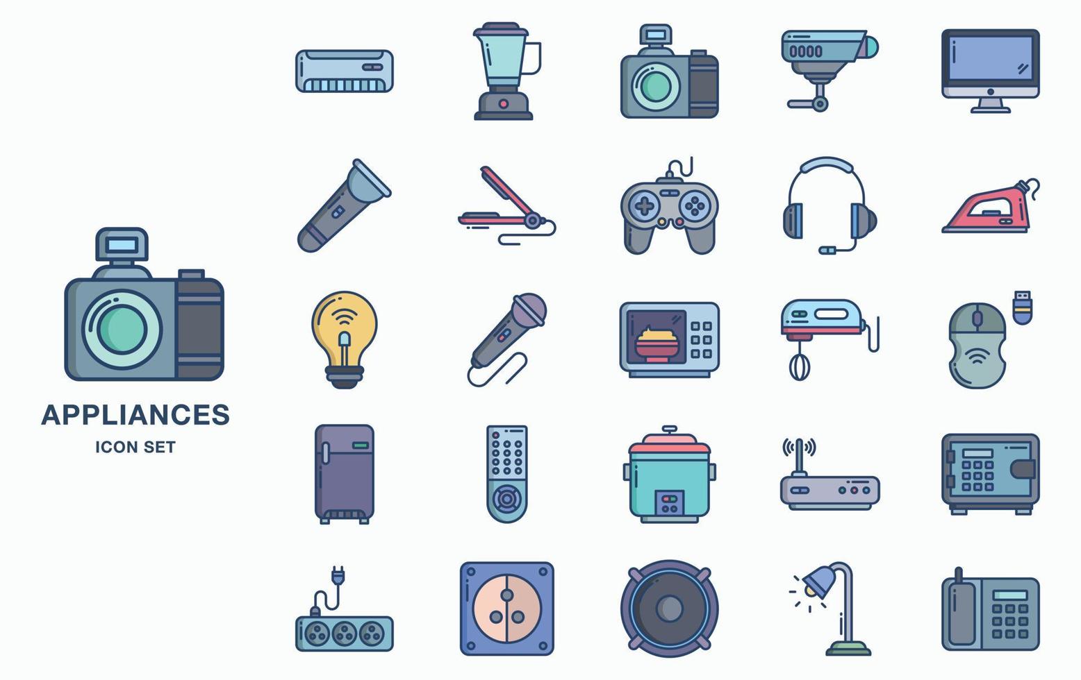 Electrical Devices and Home appliances icon set vector