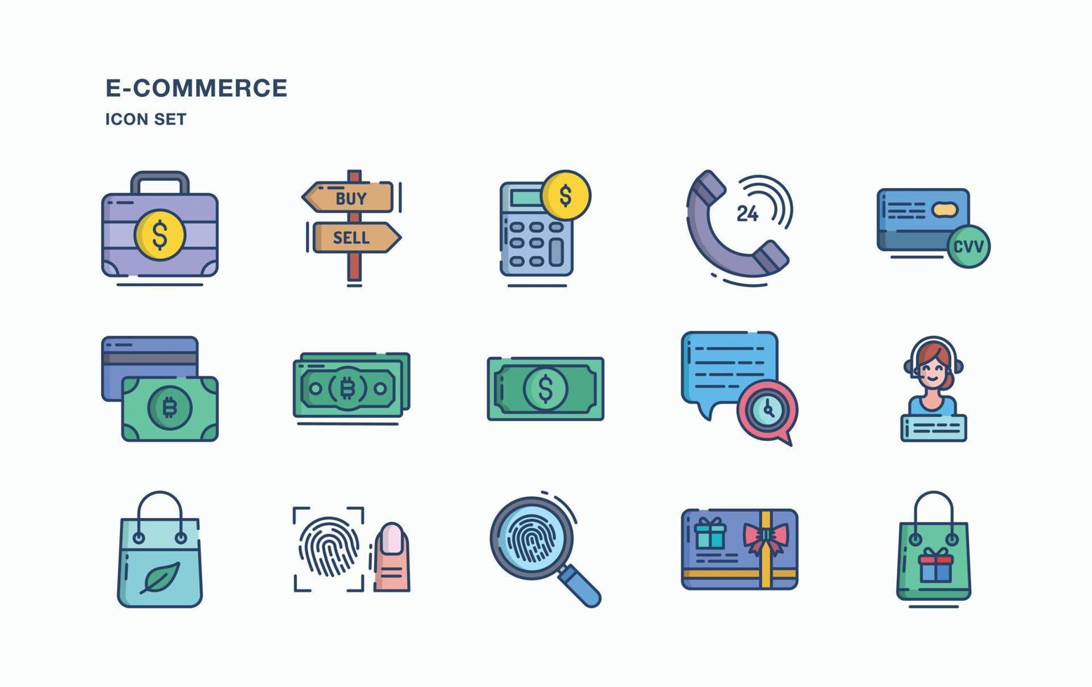 E-Commerce  and online shopping icon set vector
