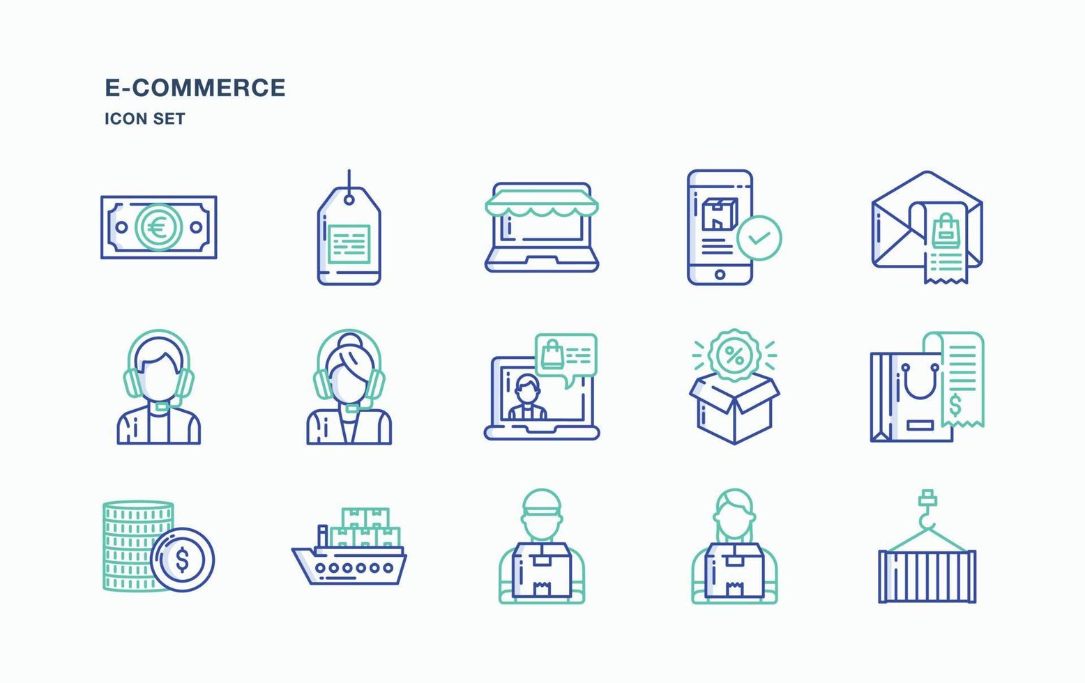 E-Commerce and online sale icon set vector