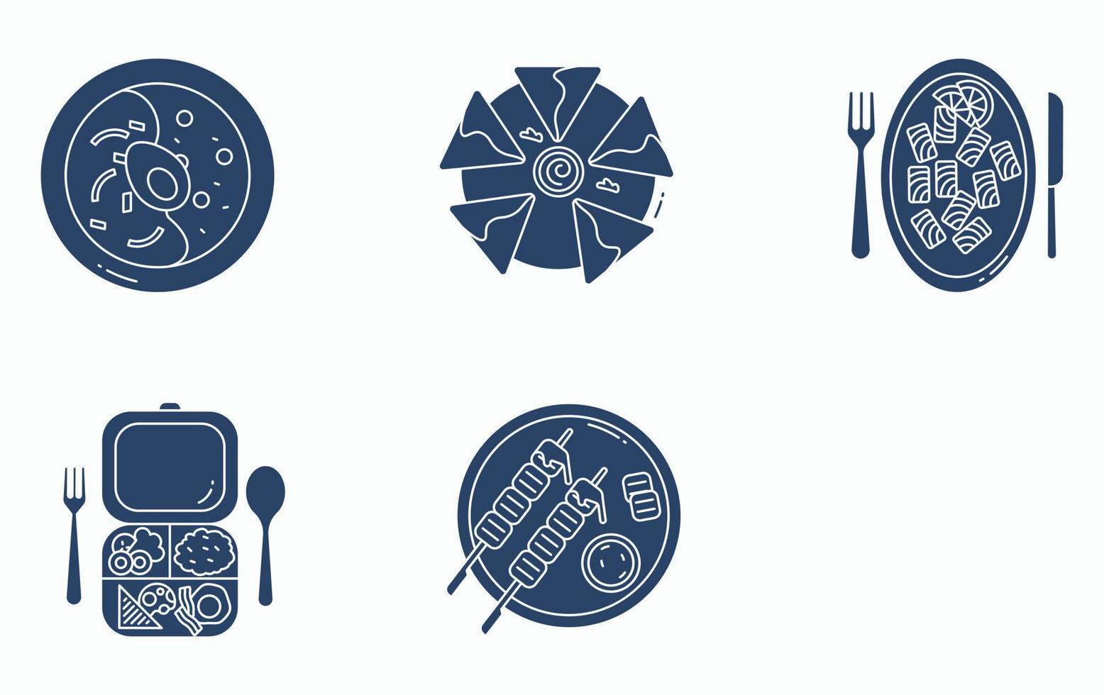 comida de restaurante y conjunto de iconos de alta cocina vector
